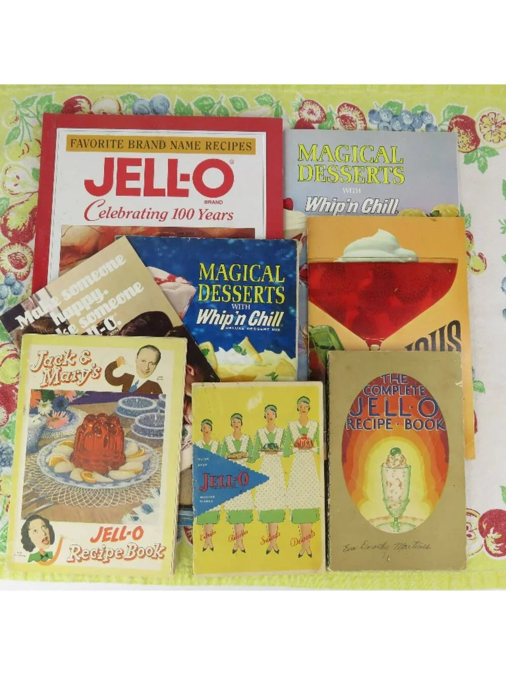 Lot of 8 Vintage Jell-o Whip'n Chill Cook Books Dessert Salad Booklets 1929-1997
